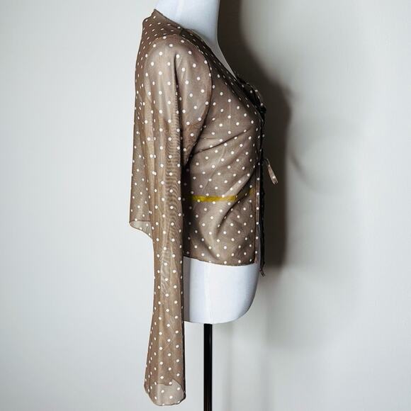 Motel Araceli Brown Polka Dot Tie-Front Top - Picture 7 of 9